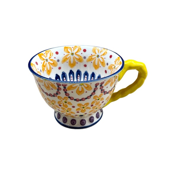 Anthropologie Other - Anthropologie Tea Coffee Cup Pedestal Elka Ayaka Mug Yellow Orange Purple Red